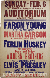 Elvis Presley, faron young, Ferlin Husky concert poster